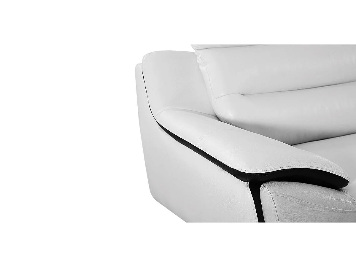 Canapé 2 places en cuir JUDE Blanc - Angle Droit