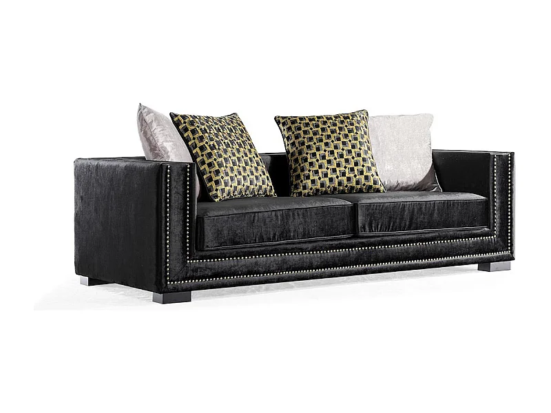 Canapé 3 places en velours DORADO - Noir