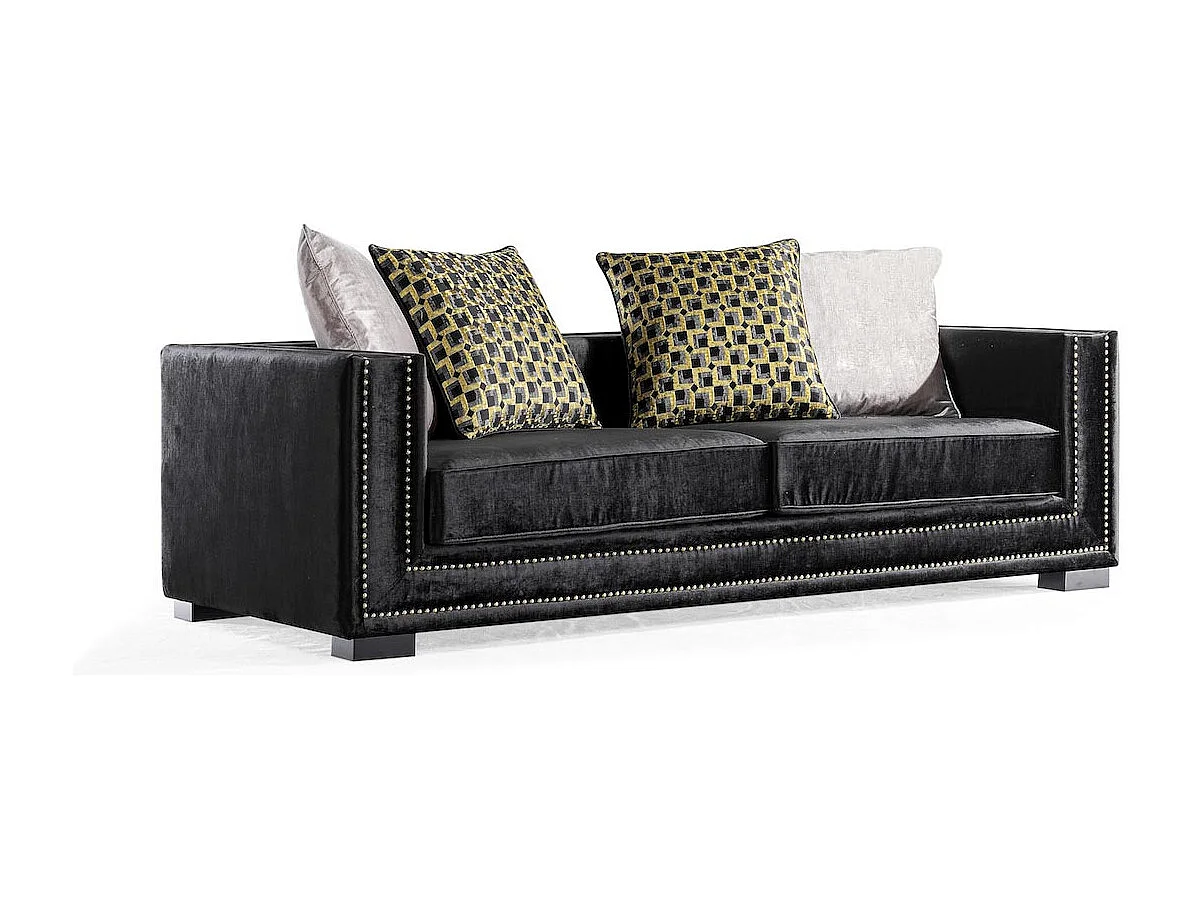 Canapé 3 places en velours DORADO - Noir