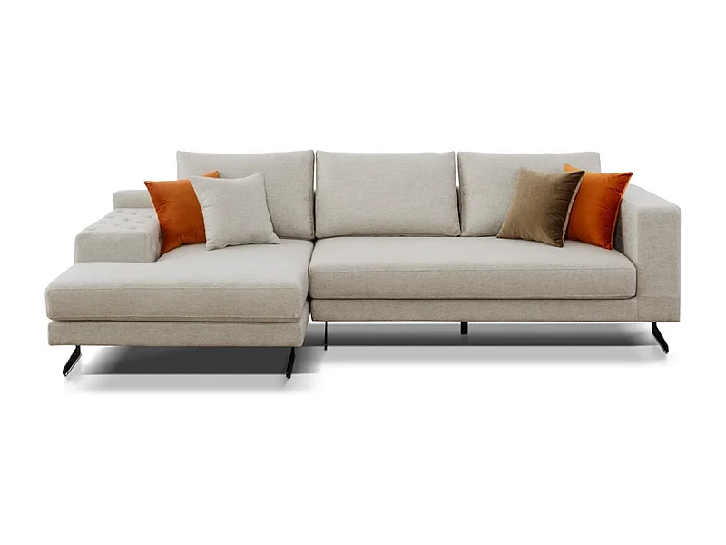 Canapé d'angle en tissu gauche OKO - Beige - Angle Gauche