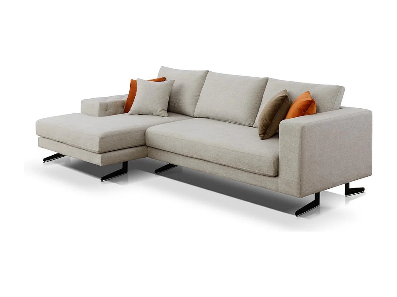 Canapé d'angle en tissu gauche OKO - Beige - Angle Gauche