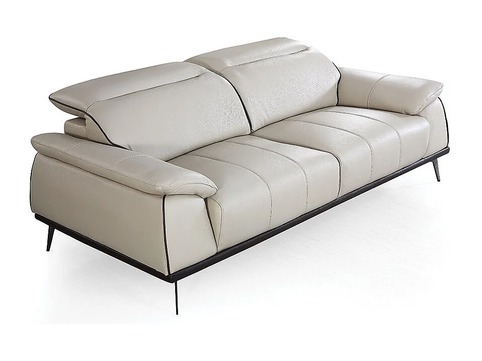 Canapé d'angle 3 places en cuir beige ELLIE