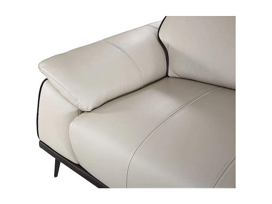 Canapé d'angle 3 places en cuir beige ELLIE