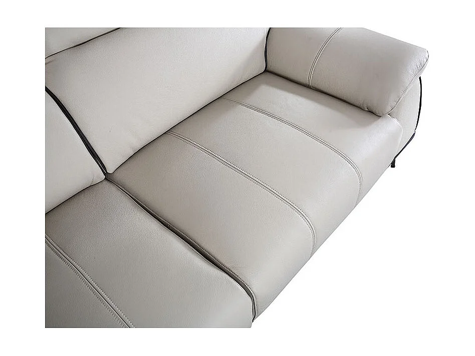 Canapé d'angle 3 places en cuir beige ELLIE