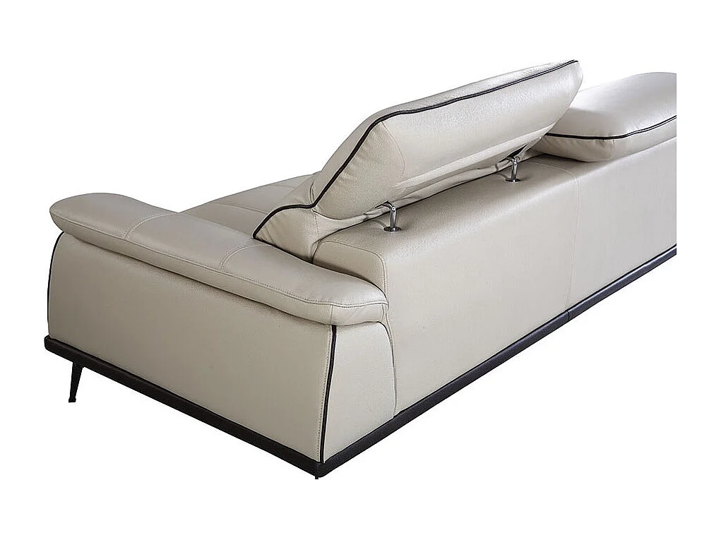 Canapé d'angle 3 places en cuir beige ELLIE
