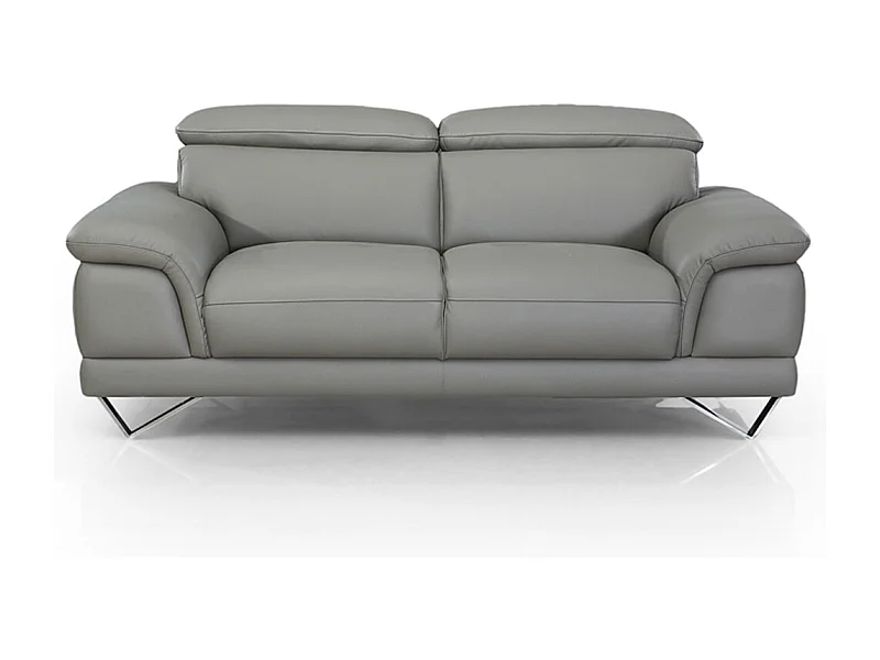 Canapé en cuir 2 places BRAME Gris souris - Angle Droit