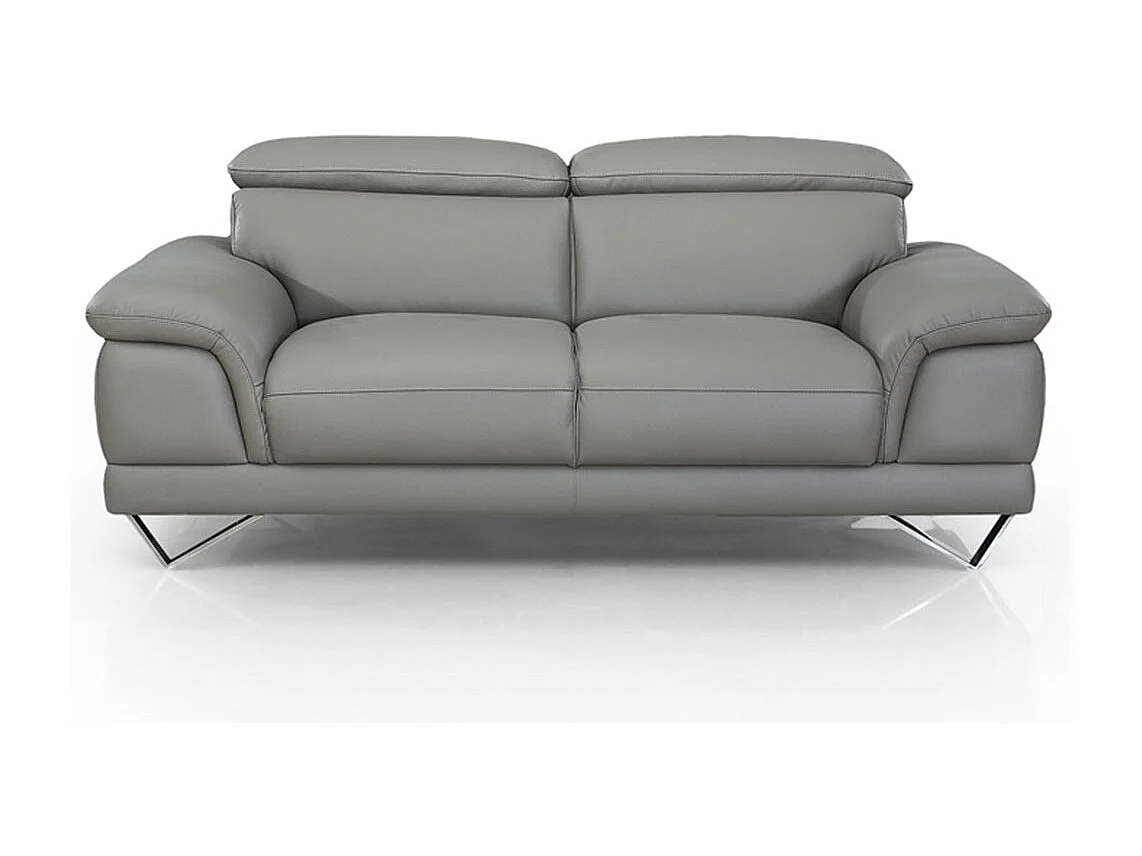 Canapé en cuir 2 places BRAME Gris souris - Angle Droit