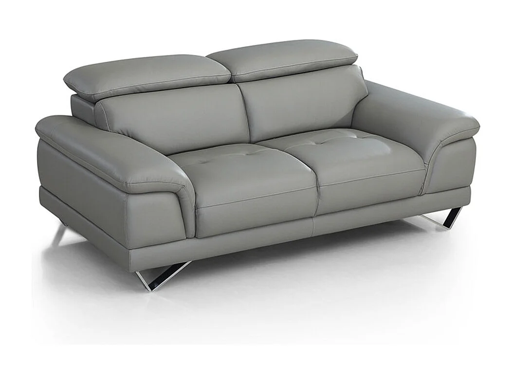 Canapé en cuir 2 places BRAME Gris souris - Angle Droit