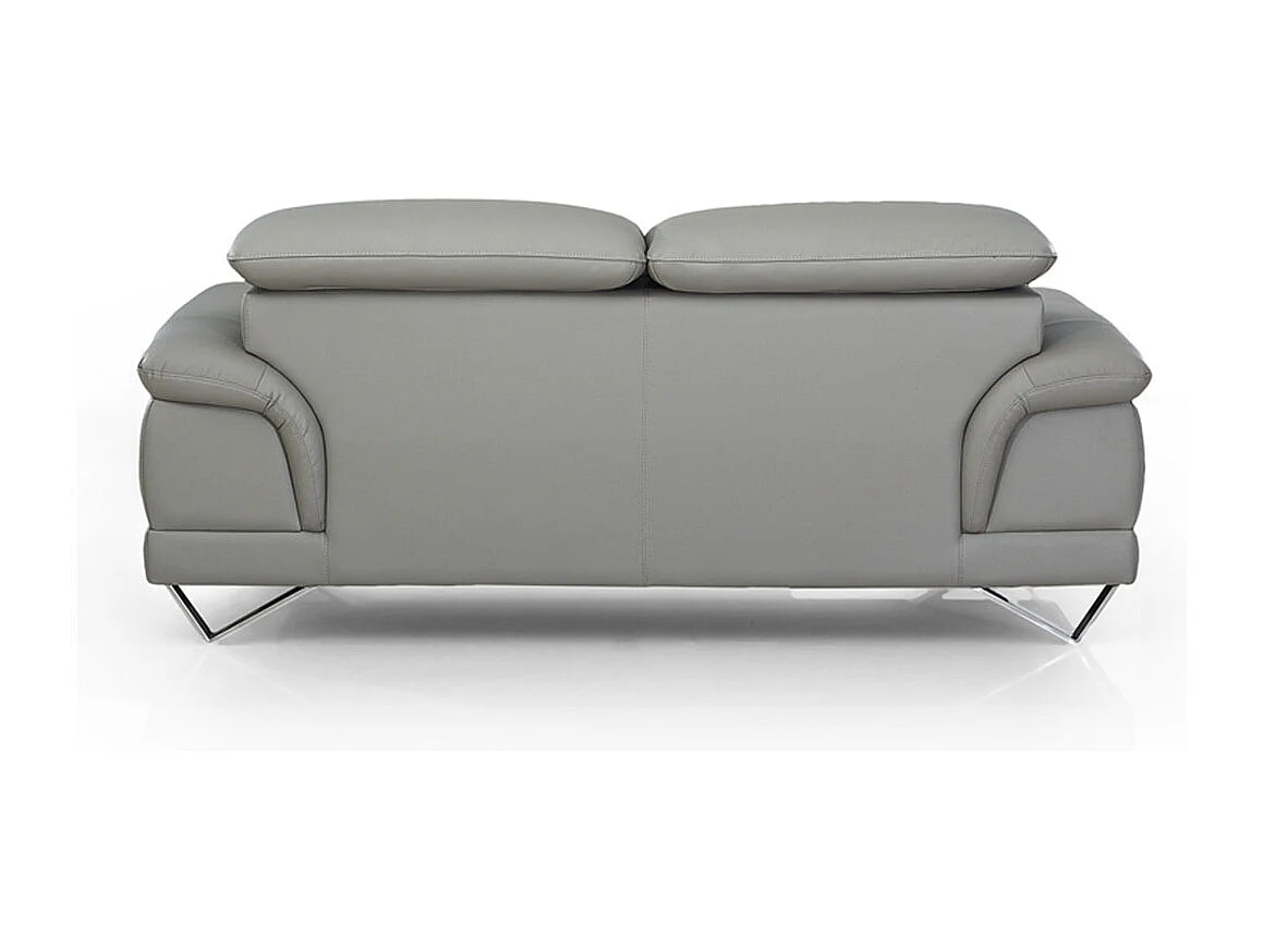 Canapé en cuir 2 places BRAME Gris souris - Angle Droit