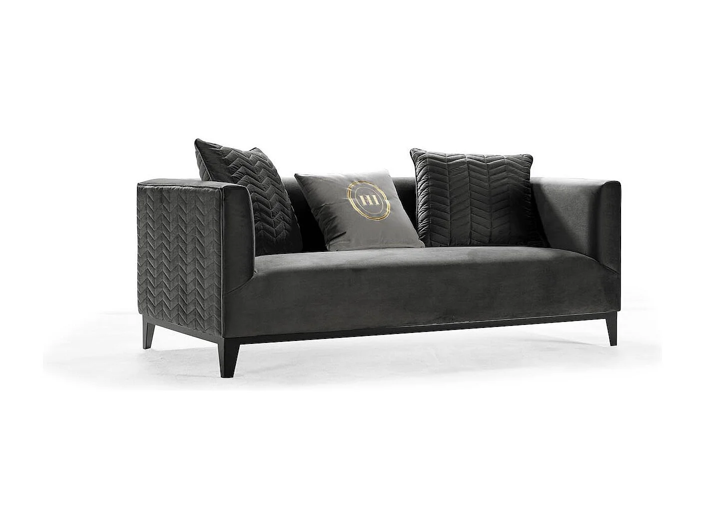 Canapé 3 places en velours KARLA - Gris