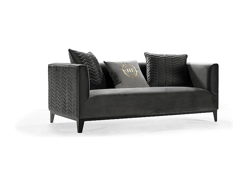 Canapé 3 places en velours KARLA - Gris