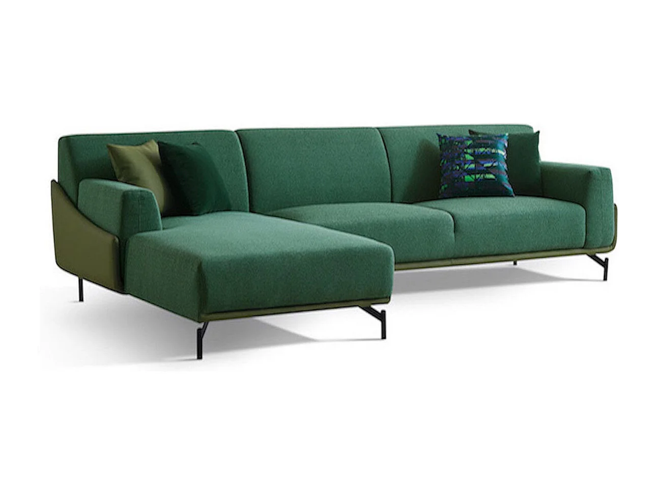 Canapé d'angle en tissu gauche VERDI - Vert - Angle Gauche