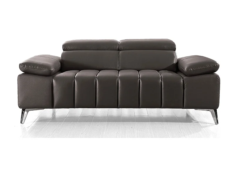 Canapé 2 places en cuir LYAM Marron