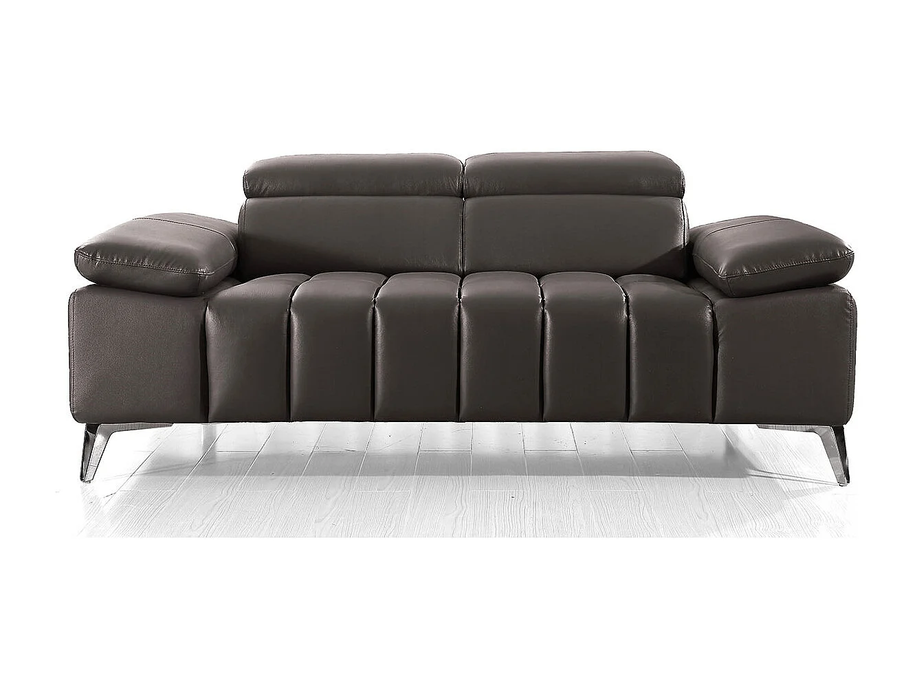 Canapé 2 places en cuir LYAM Marron