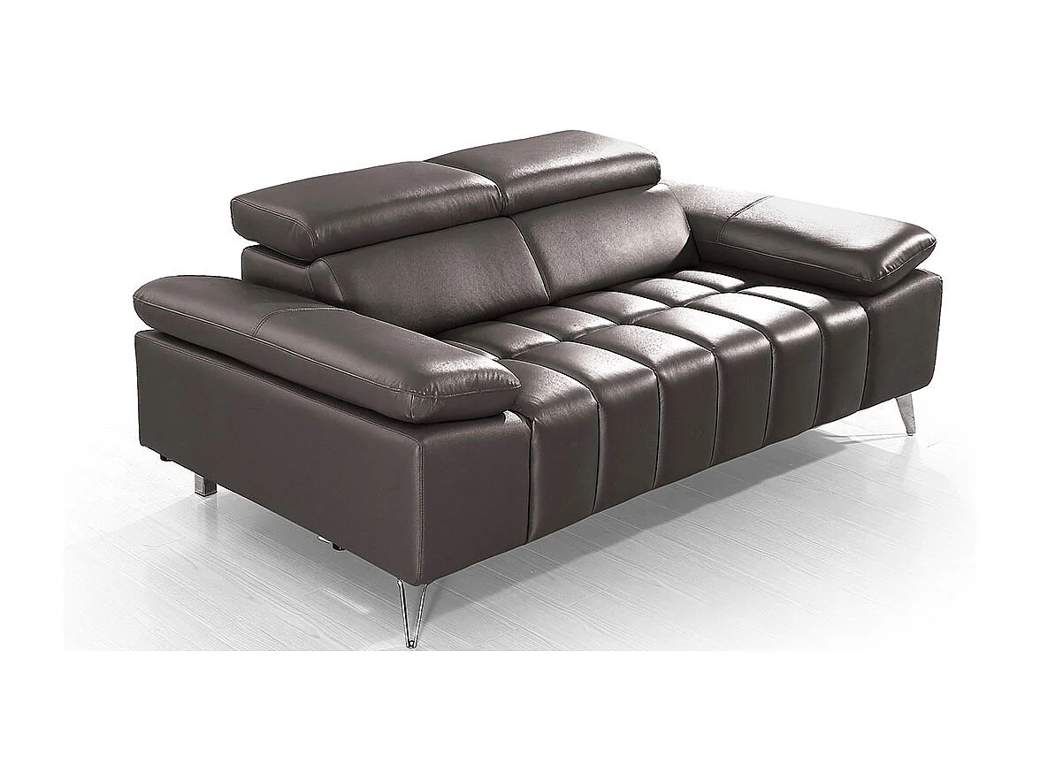 Canapé 2 places en cuir LYAM Marron