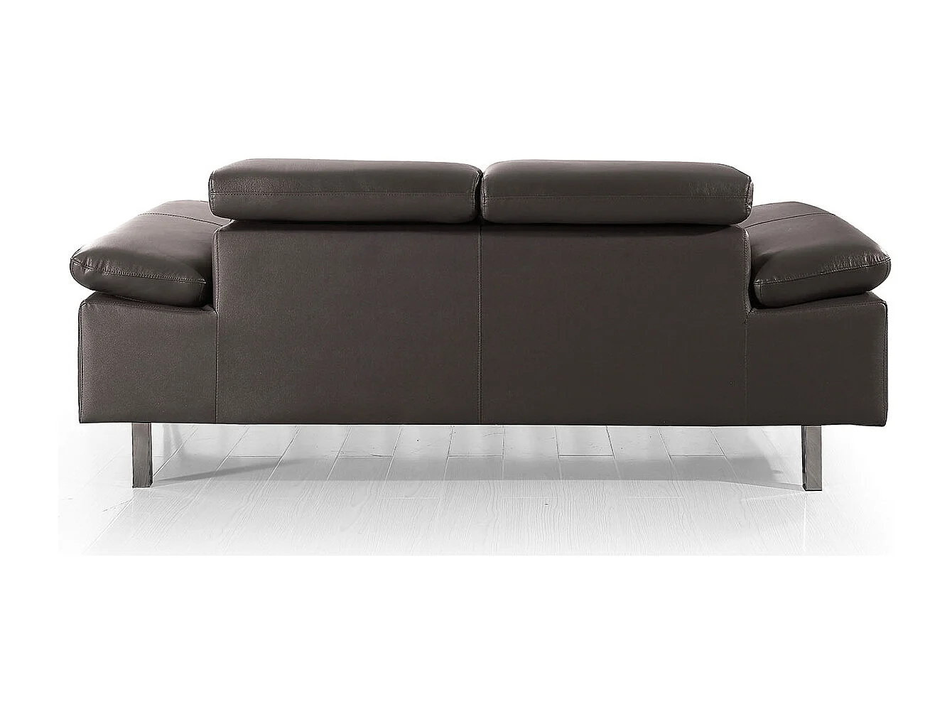 Canapé 2 places en cuir LYAM Marron