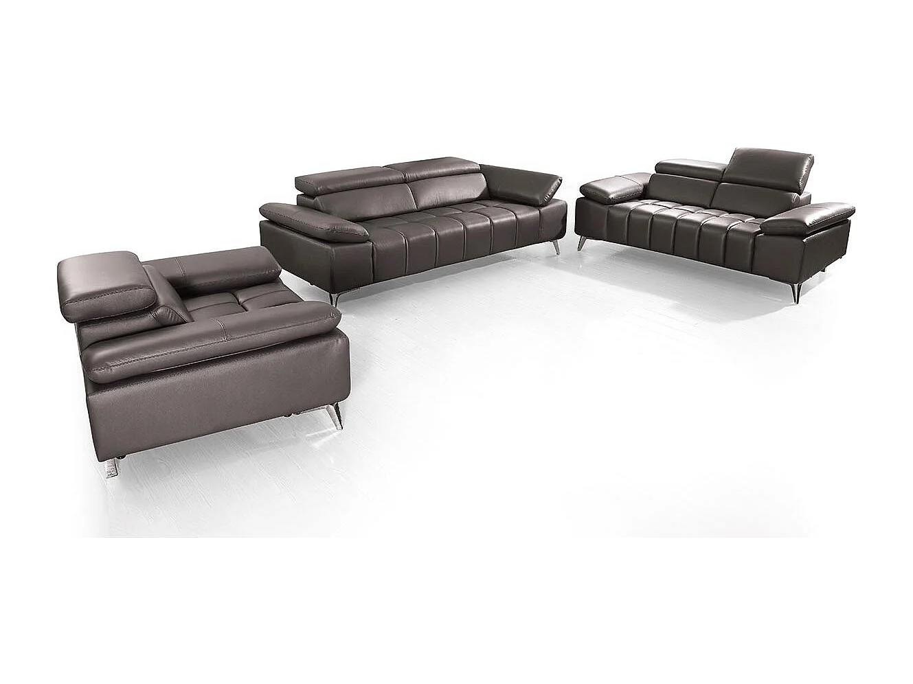 Canapé 2 places en cuir LYAM Marron