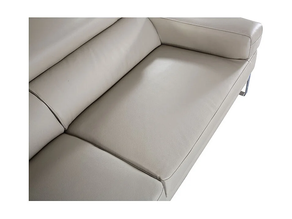 Canapé 3 places Cuir ALIYAH Beige - Angle Droit