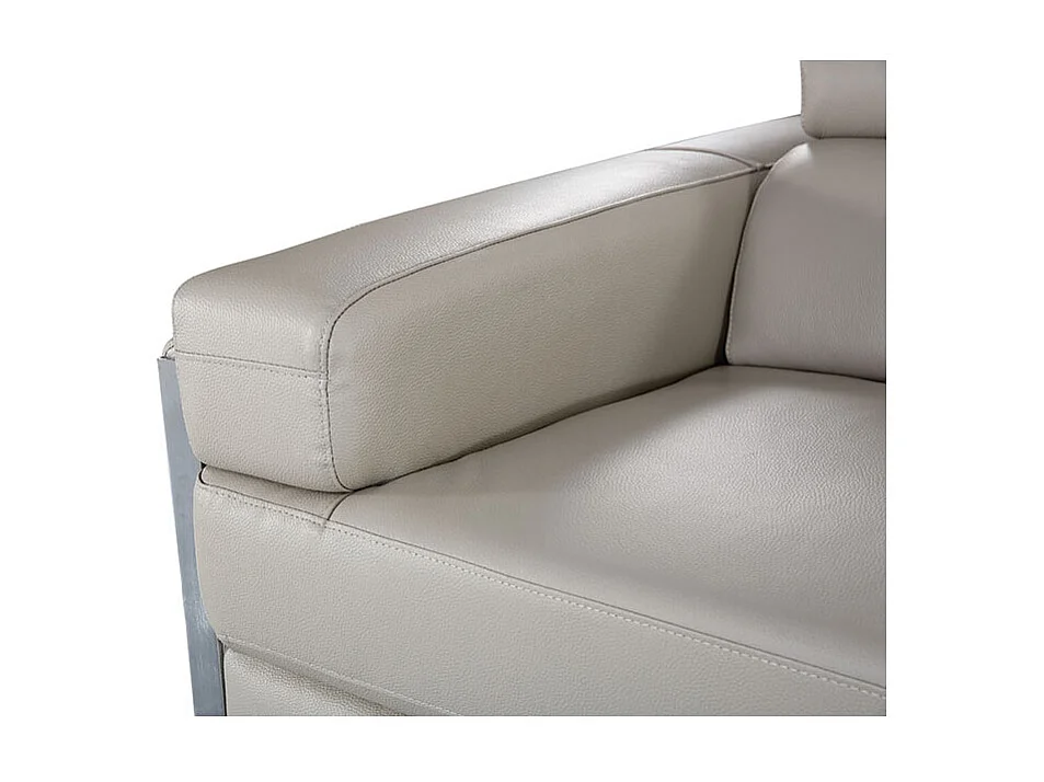 Canapé 3 places Cuir ALIYAH Beige - Angle Droit