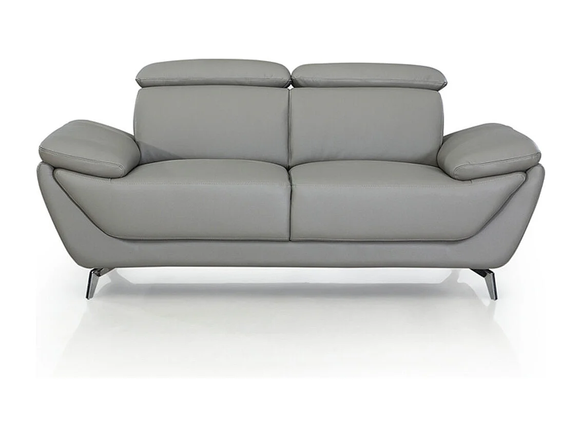 Canapé en cuir 2 places LEA Gris souris
