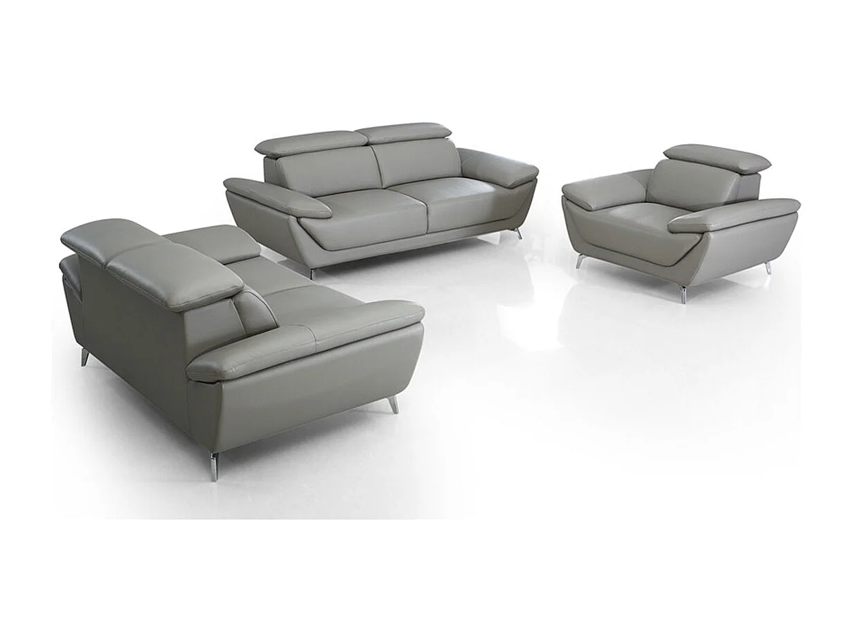 Canapé en cuir 2 places LEA Gris souris