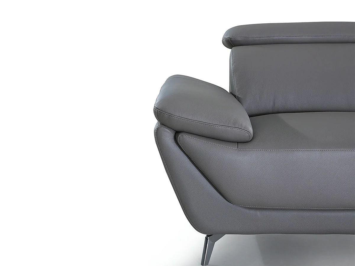 Canapé en cuir 2 places LEA Gris souris