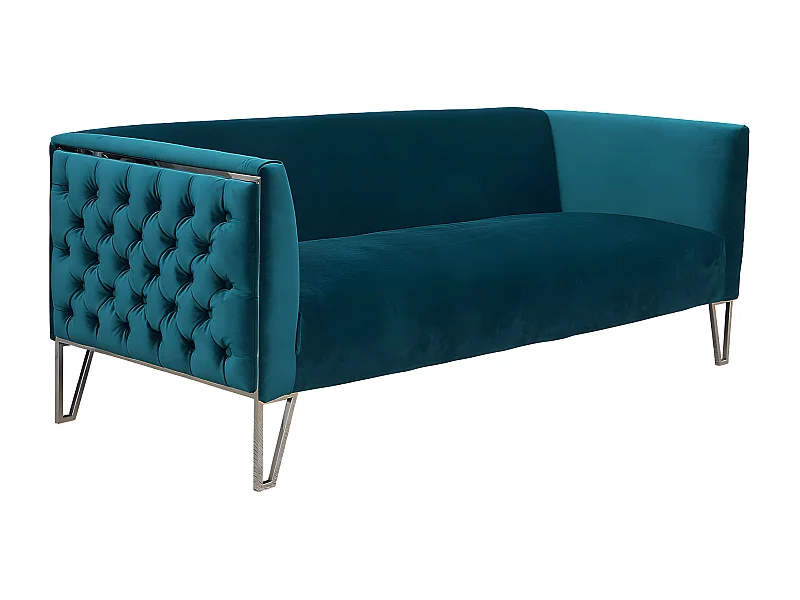 Canapé 3 places en tissu DONOVAN - Bleu/Vert