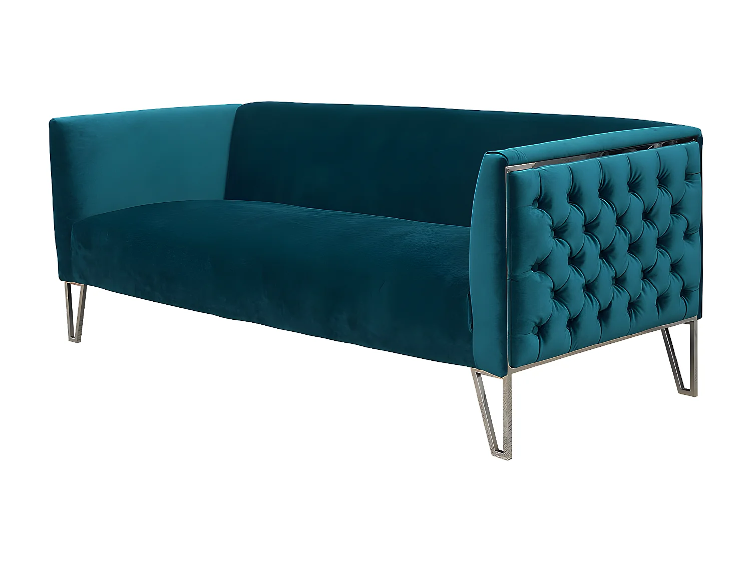 Canapé 3 places en tissu DONOVAN - Bleu/Vert