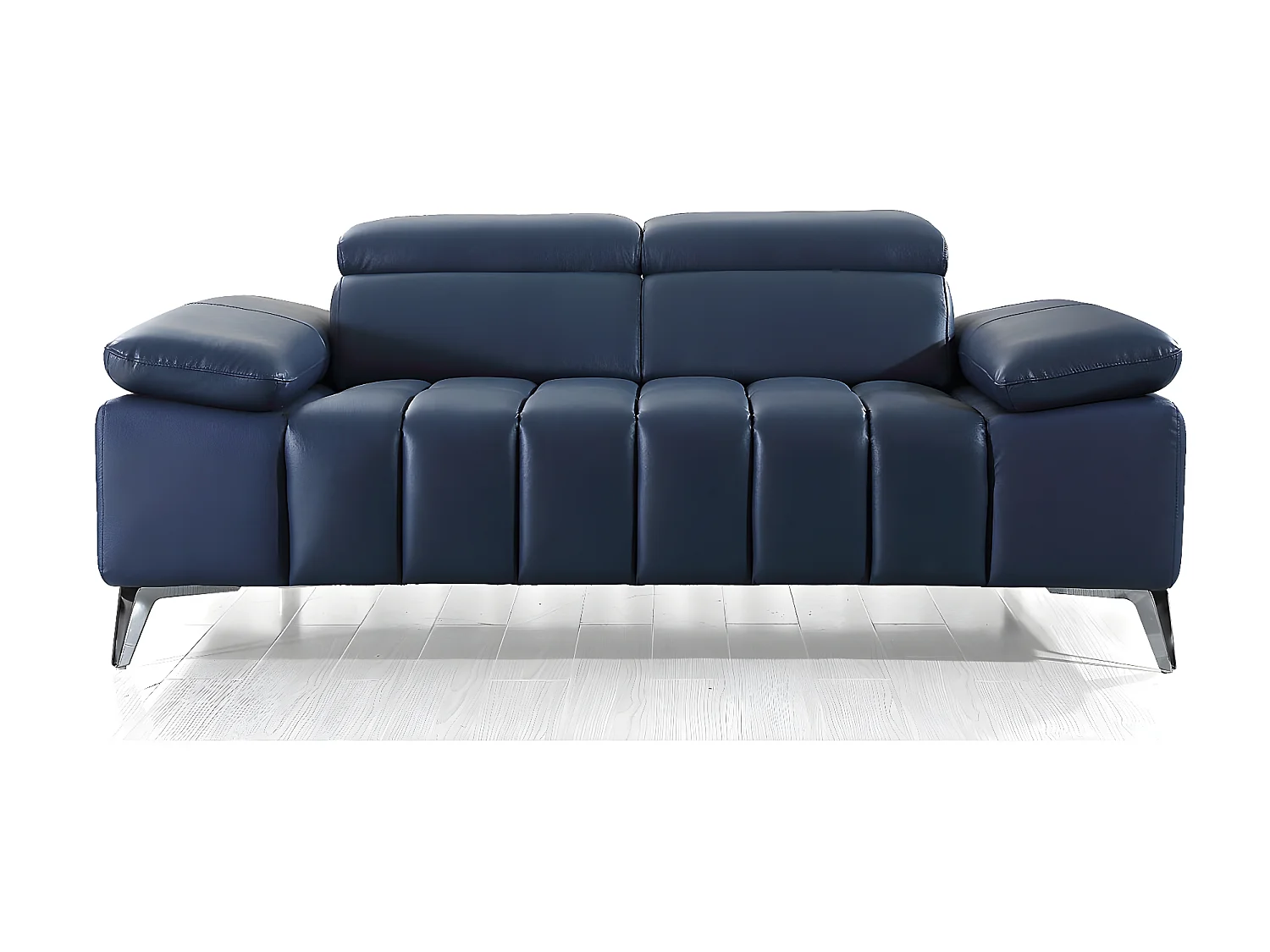 Canapé 2 places en cuir LYAM Bleu - Angle Droit