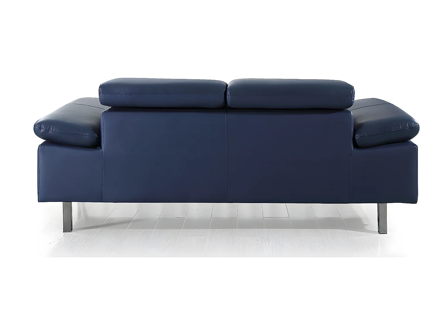 Canapé 2 places en cuir LYAM Bleu - Angle Droit