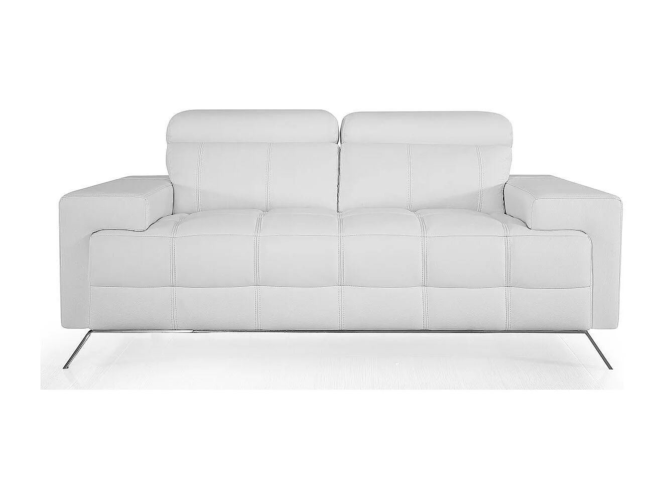 Canapé 2 places Cuir JACOB Blanc - Angle Droit