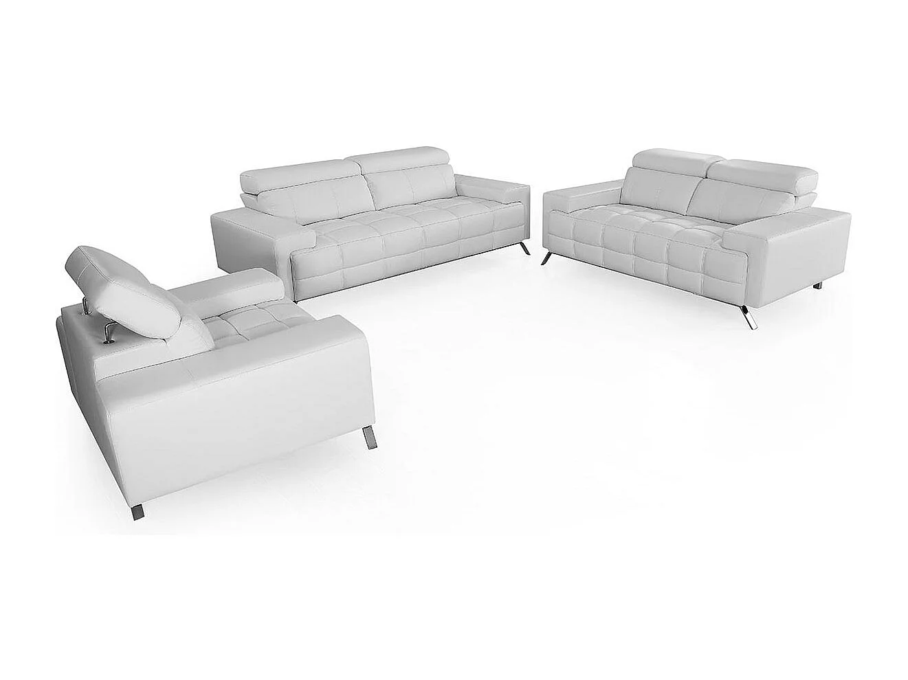 Canapé 2 places Cuir JACOB Blanc - Angle Droit