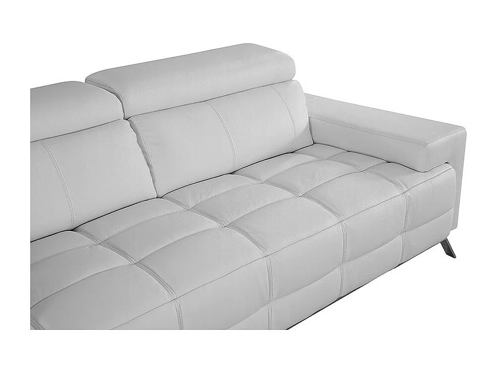 Canapé 2 places Cuir JACOB Blanc - Angle Droit