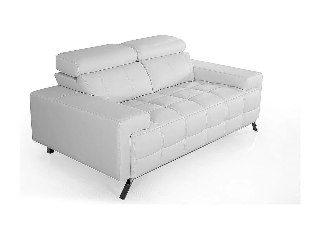 Canapé 2 places Cuir JACOB Blanc - Angle Droit