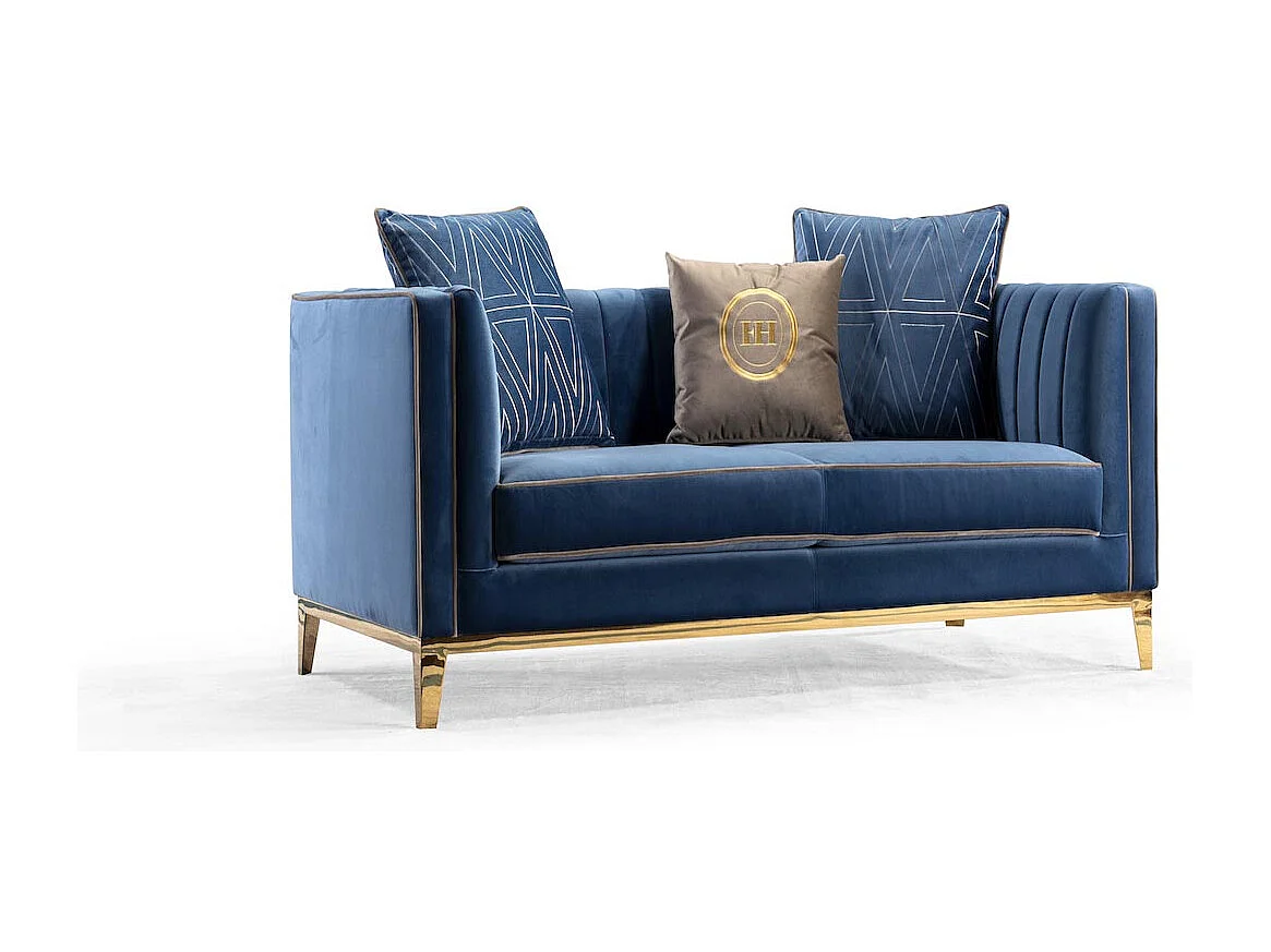 Canapé 2 places en velours CIELO - Bleu