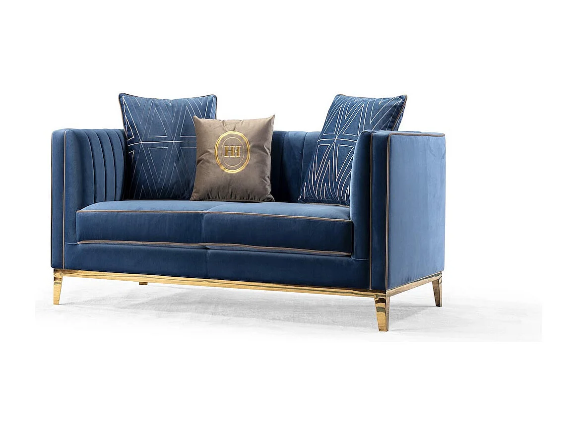 Canapé 2 places en velours CIELO - Bleu