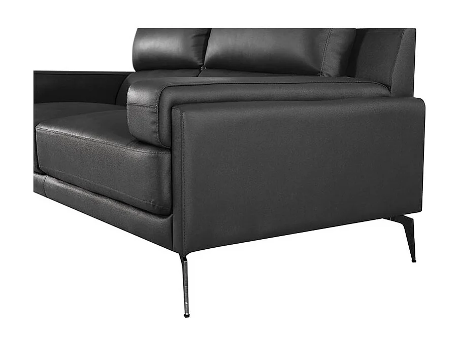 Canapé 2 places Cuir MAYRON Noir - Angle Droit