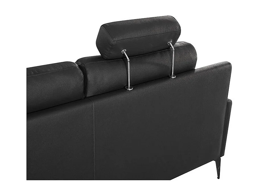 Canapé 2 places Cuir MAYRON Noir - Angle Droit