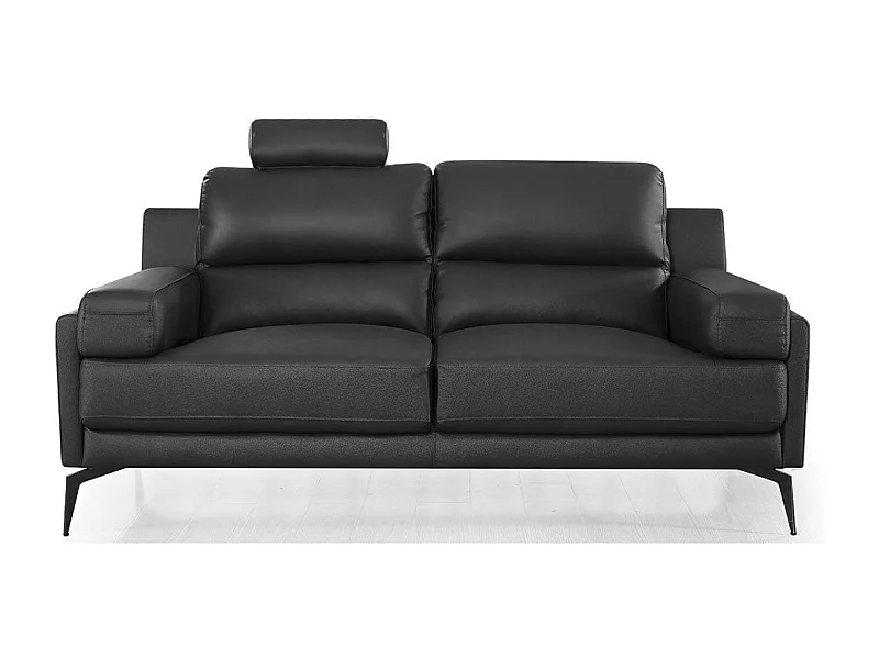 Canapé 2 places Cuir MAYRON Noir - Angle Droit