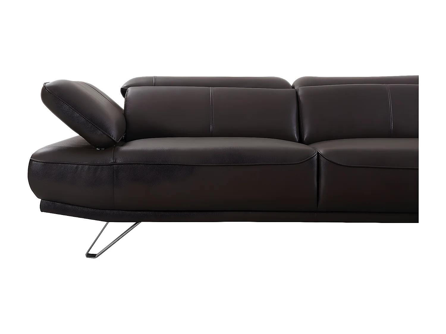 Canapé d'angle en cuir LUKA Marron - Angle Droit