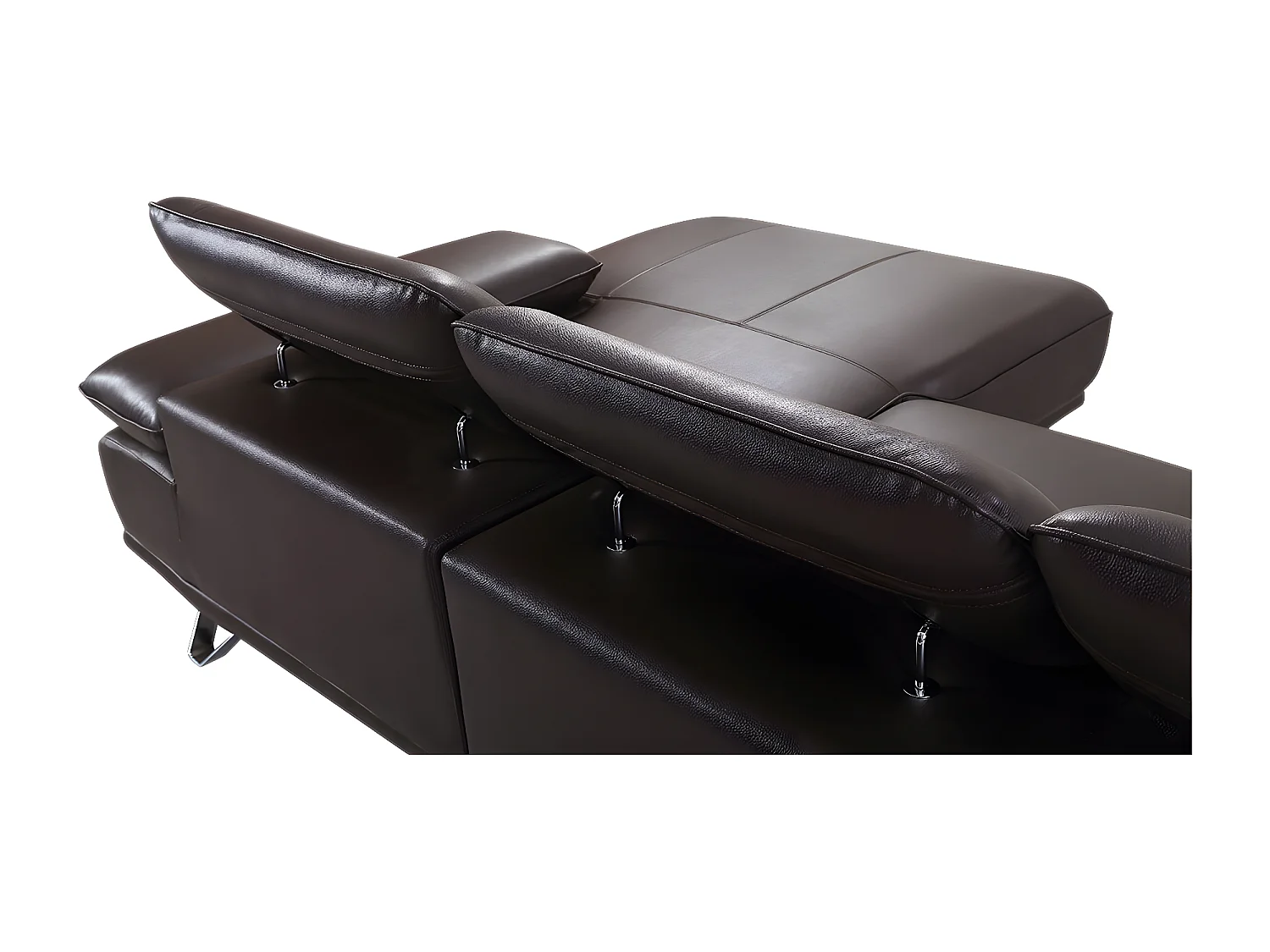 Canapé d'angle en cuir LUKA Marron - Angle Droit