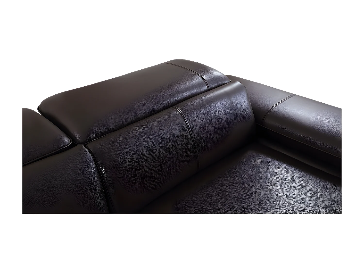 Canapé d'angle en cuir LUKA Marron - Angle Droit