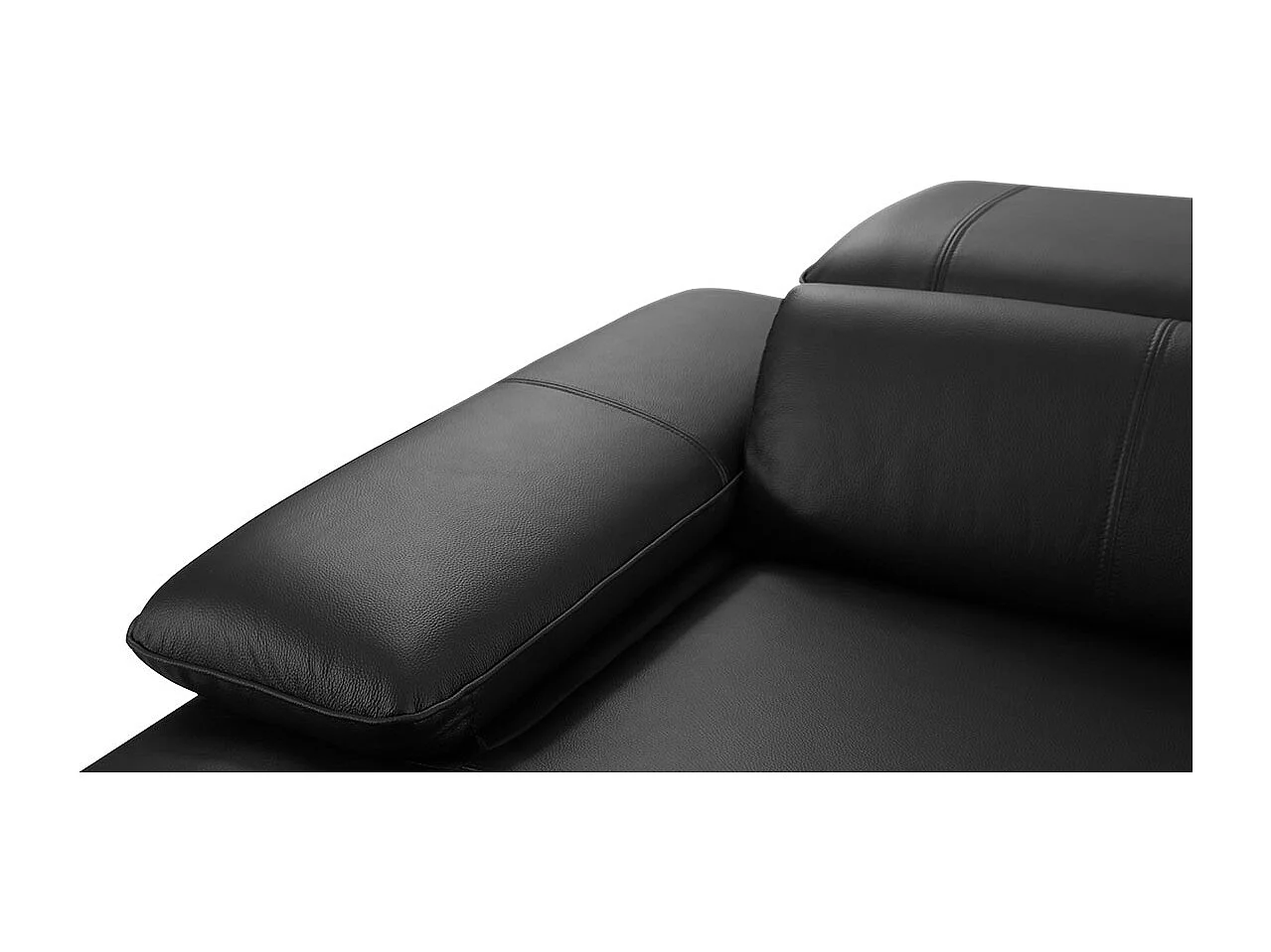 Canapé d'angle en cuir LUKA Noir - Angle Droit