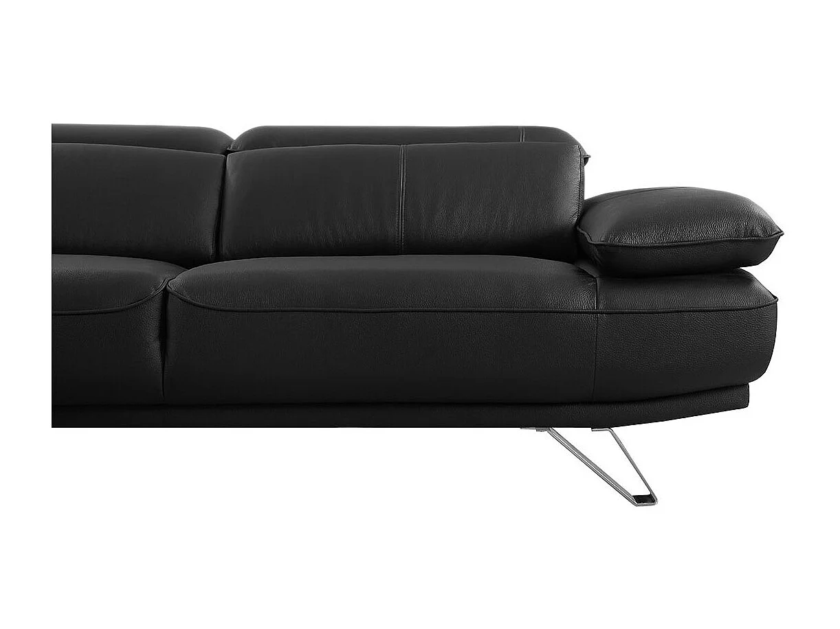 Canapé d'angle en cuir LUKA Noir - Angle Droit