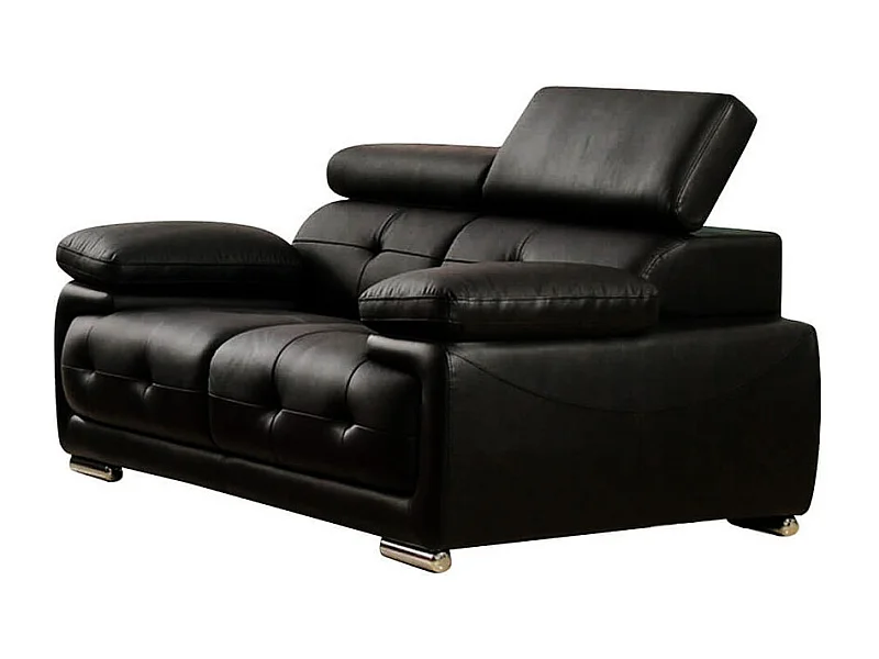 Canapé Cuir 2 places SAN MARCO Noir - Angle Droit