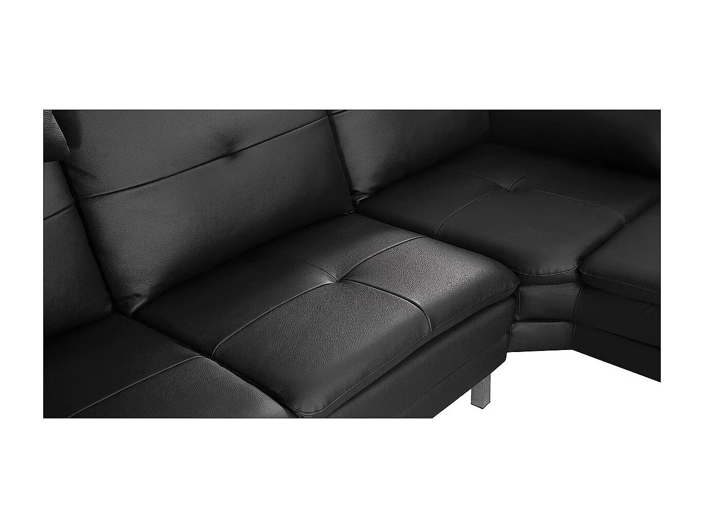 Canapé d'angle en cuir ELENA Noir - Angle Droit