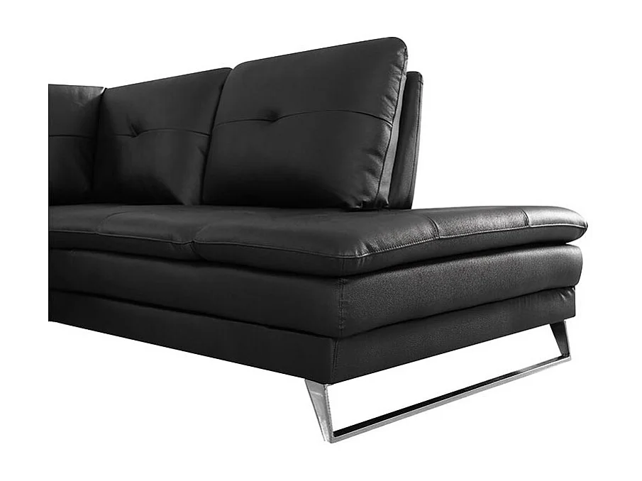 Canapé d'angle en cuir ELENA Noir - Angle Droit