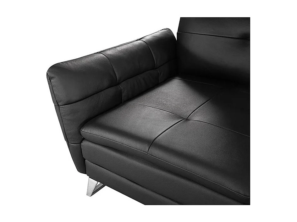 Canapé d'angle en cuir ELENA Noir - Angle Droit