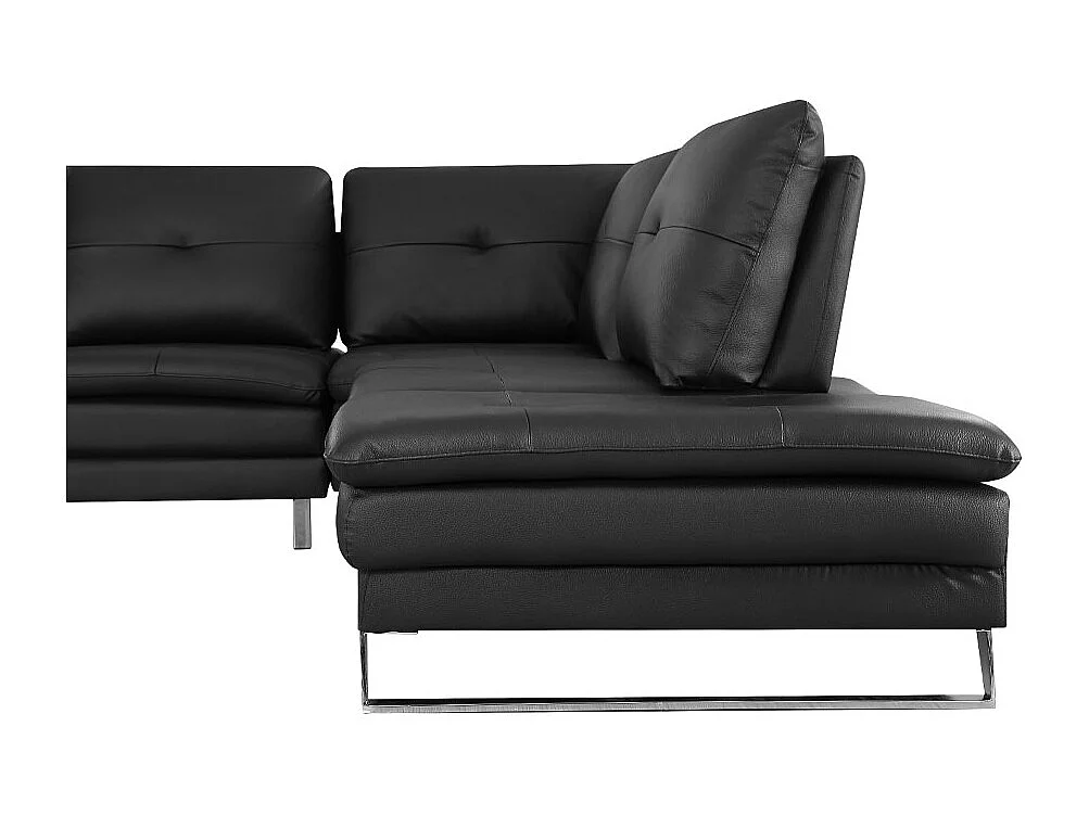 Canapé d'angle en cuir ELENA Noir - Angle Droit