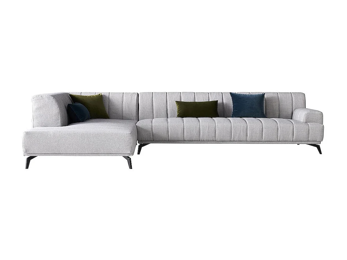 Canapé d'angle gauche en tissu gris - CAIRO - Angle Gauche